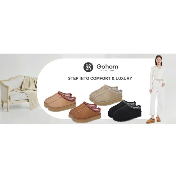 Gohom Platform Slippers Mini Boots for Women Fleece Lined Booties Anti-Slip, 10 - Picture 7 of 10